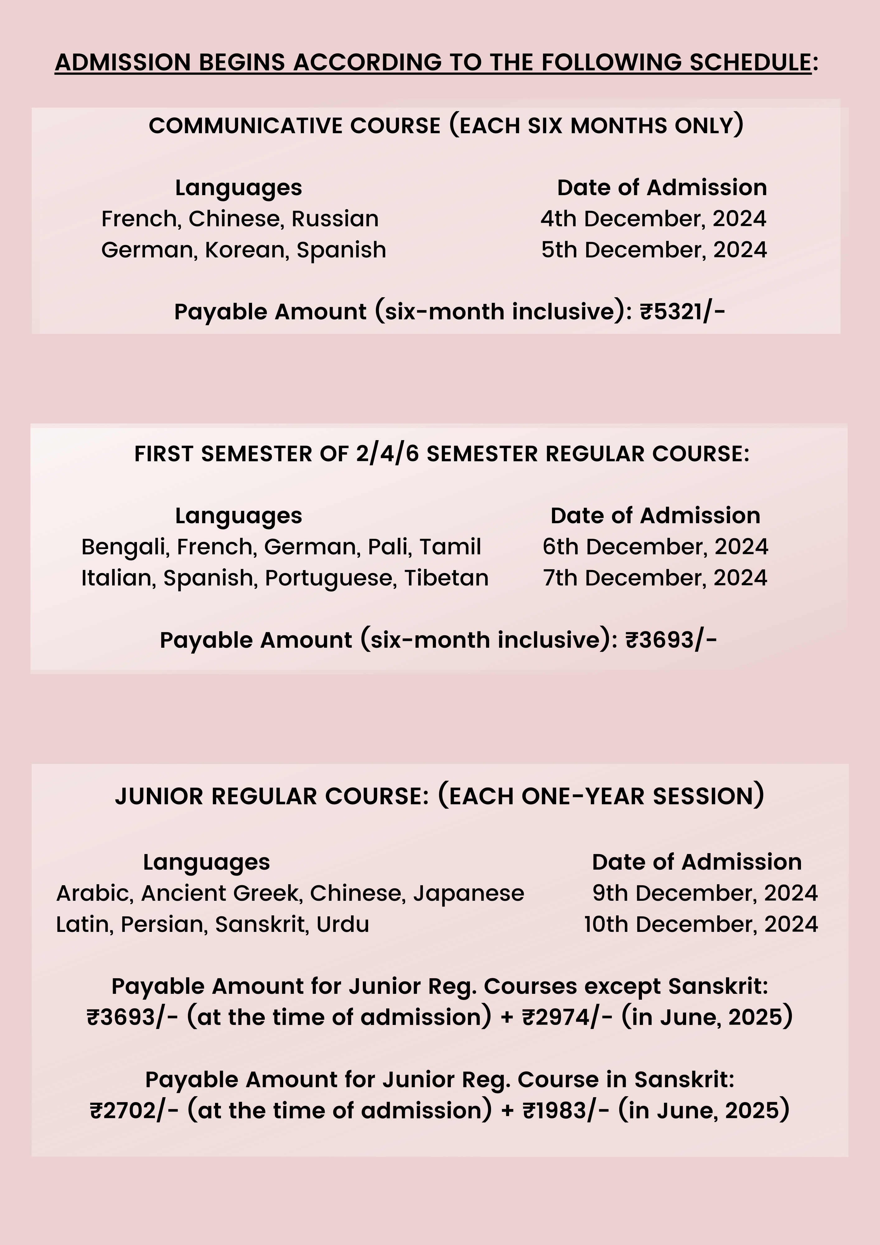 Admission to Language Courses : December 2024 – RKM Institute of Culture